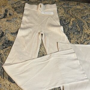 Meshki Alex Rib knit wide leg pants